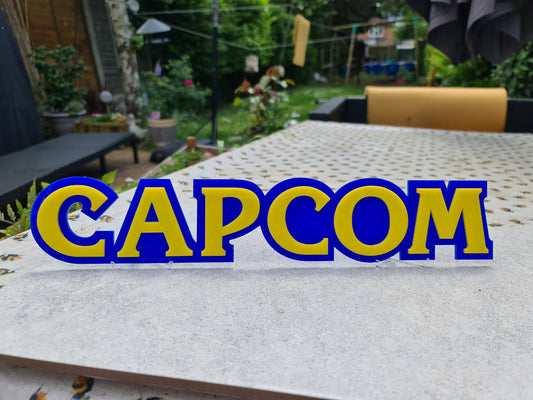 Capcom Acrylic Sign (38cm Long)- Retro hand made acrylic sign - Bedroom, Games Room, Office