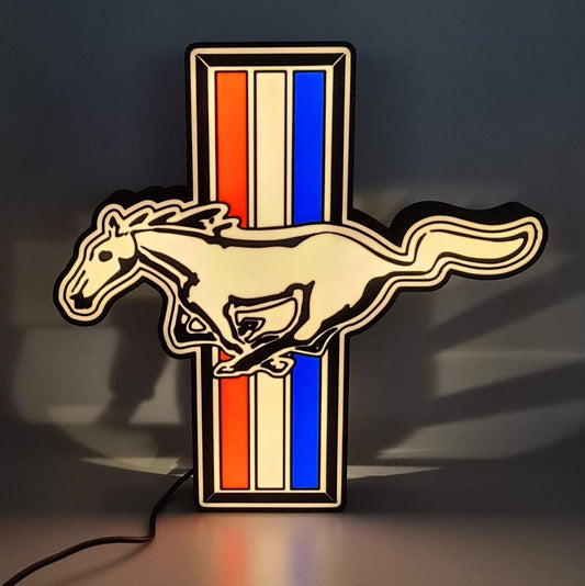 Ford Mustang Logo LED Light Box - LED - Bedroom, Garage, Office, Man Cave - Night Light - Boys/Girls mood lighting - USB